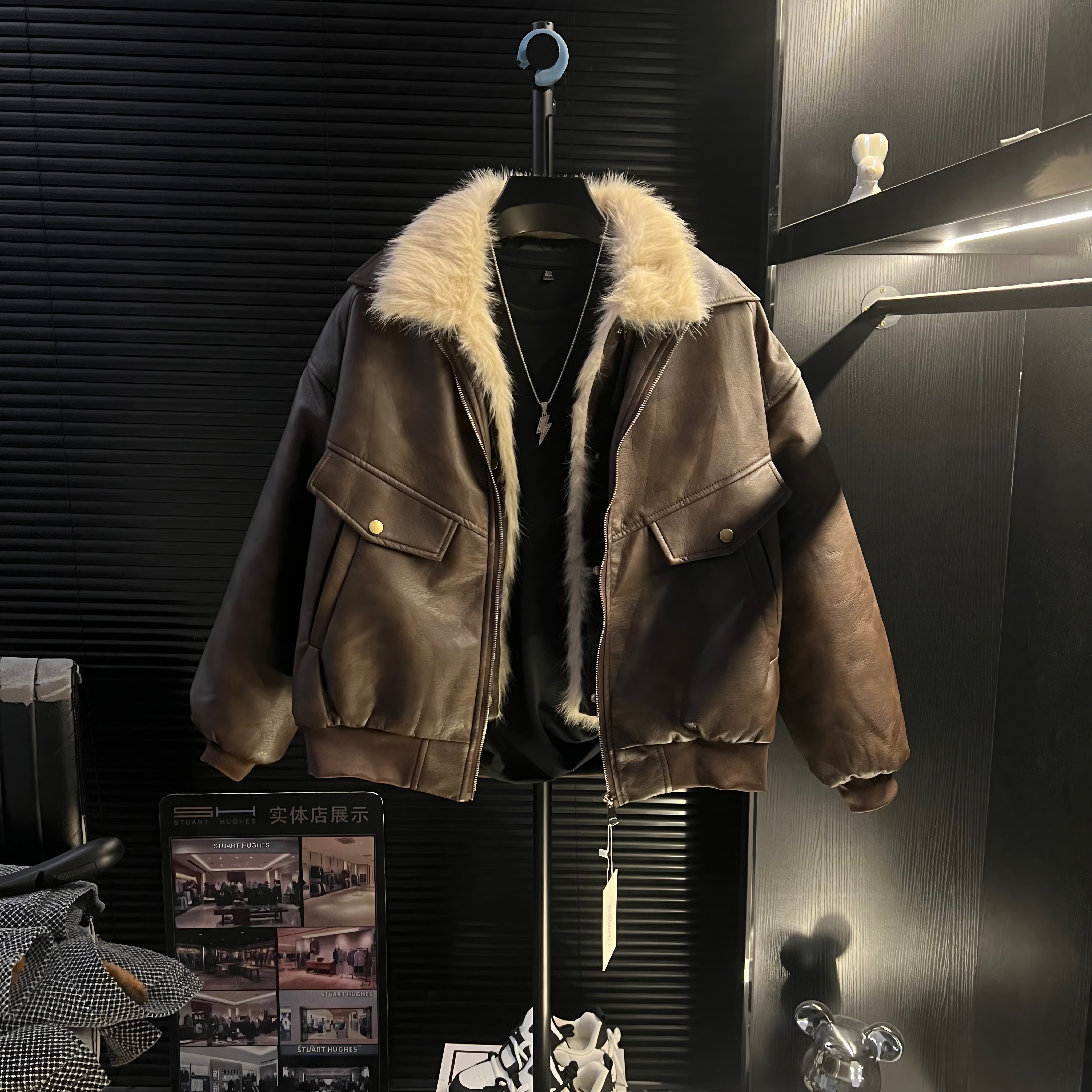 YE-男士百搭接毛领座山雕棉服冬季加厚高级感保暖棉衣外套