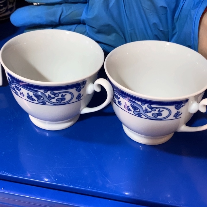 瓷片四厂青花翡翠瓷咖啡茶茶杯约150ml