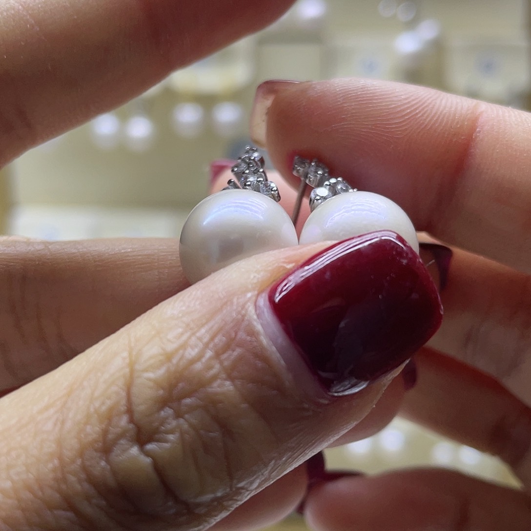 淡水珍珠耳饰银S925镶嵌