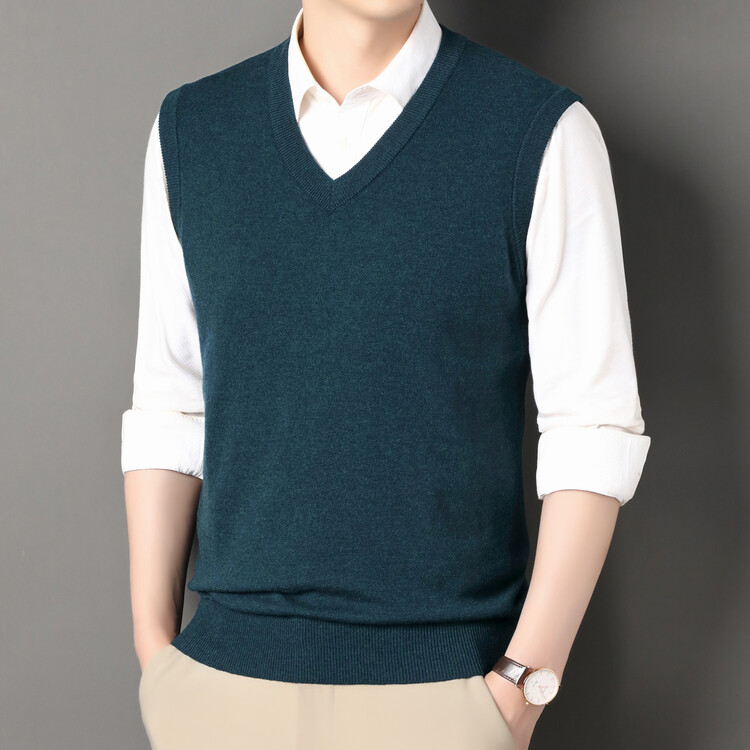 男士秋冬季V领羊毛衫马甲2025新款中老年休闲商务保暖针织衫001