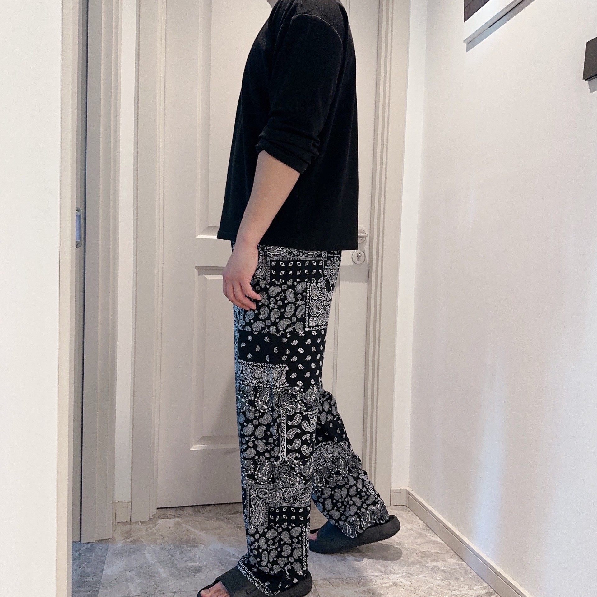 夏款男装休闲裤大码棉绸人造棉灯笼裤阔腿散口裤薄家居裤睡裤长