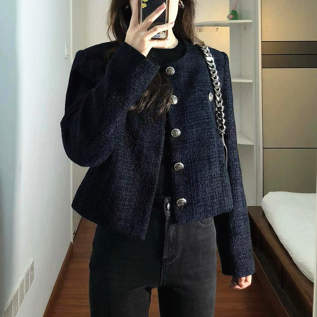 711—720小香风短款宽松型宽袖女短外套秋季网红气质百搭