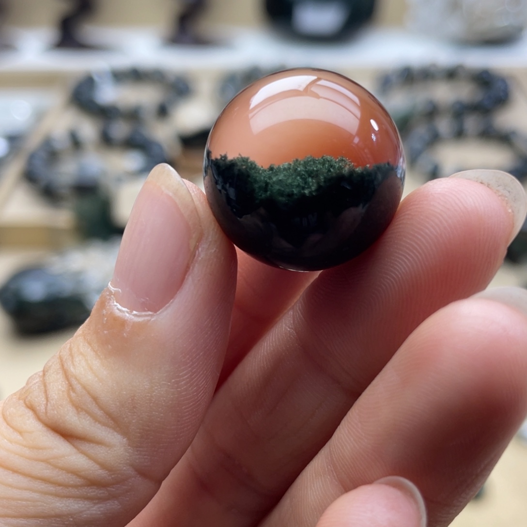 松***麻未镶嵌吊坠(不含链)水晶绿幽灵聚宝盆球定制