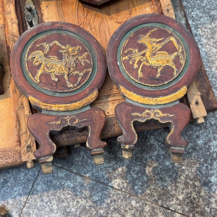 巴***1香榧木老木雕花板艺术