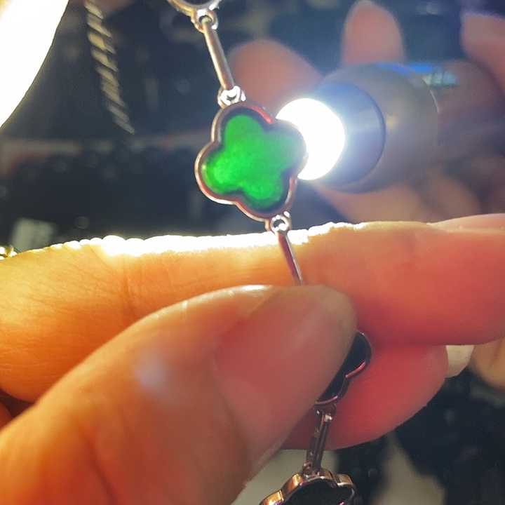 翡翠银S925镶嵌手链墨翠