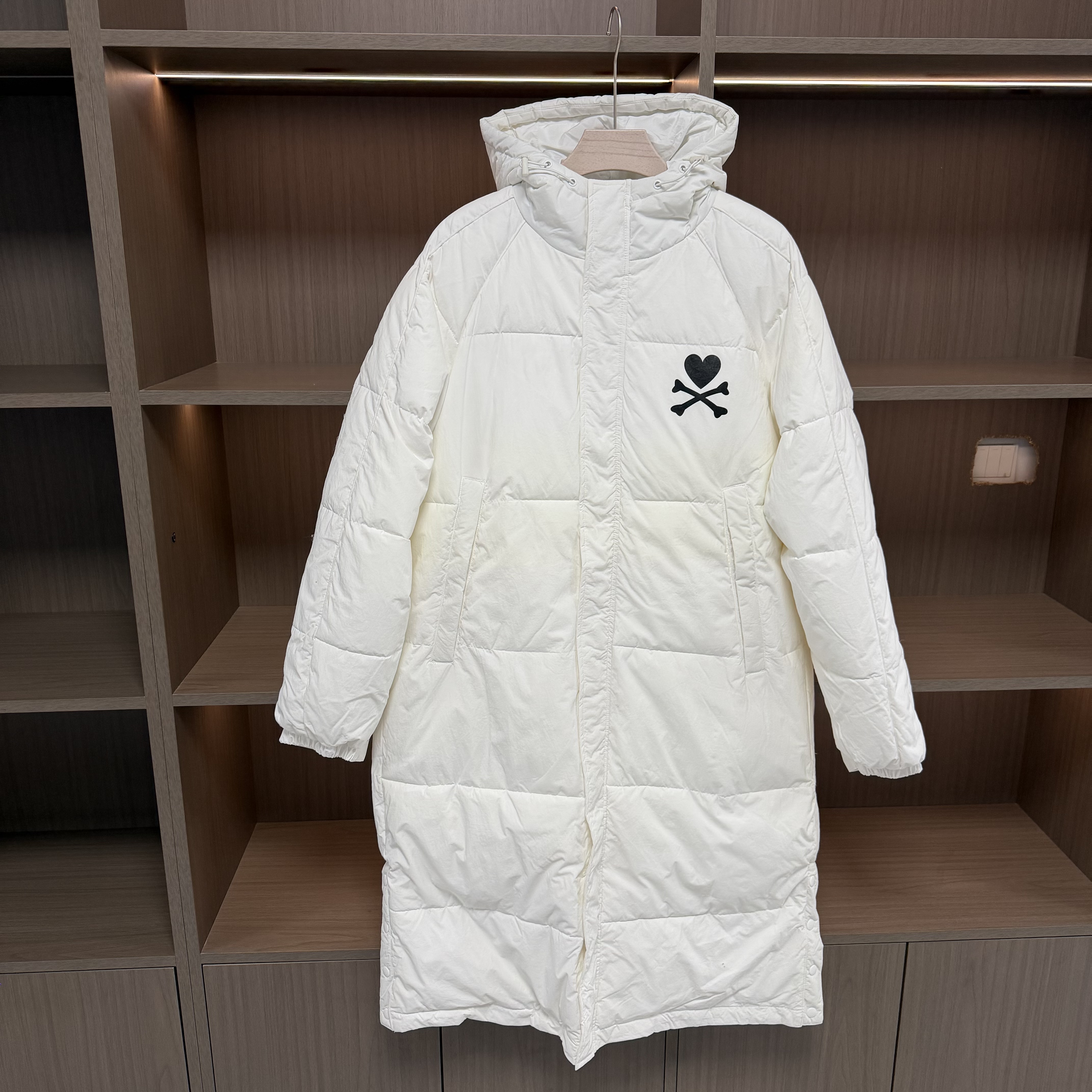 TOK情侣百搭长款白色加厚3M棉服TA14U122H(局部微发黄介意勿拍)