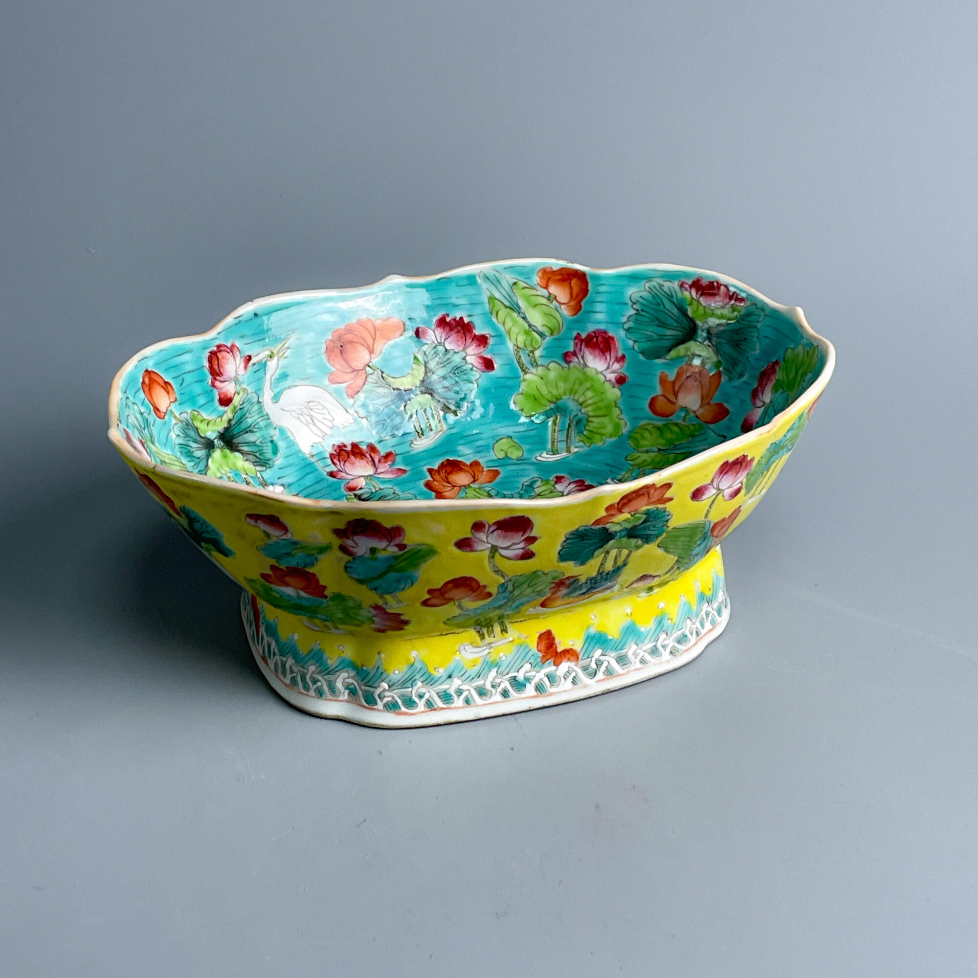 瓷器/古董民国粉彩满池娇供盘-M25AV006A09/收藏/文物/绣花张