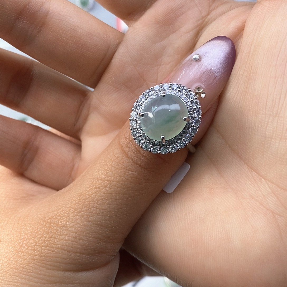 航***麻翡翠未镶嵌戒指缅甸