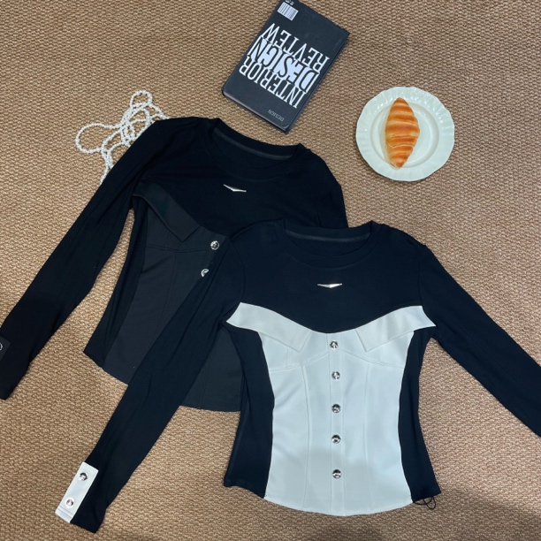 新疆包邮【718】圆领拼接T恤-衣长55