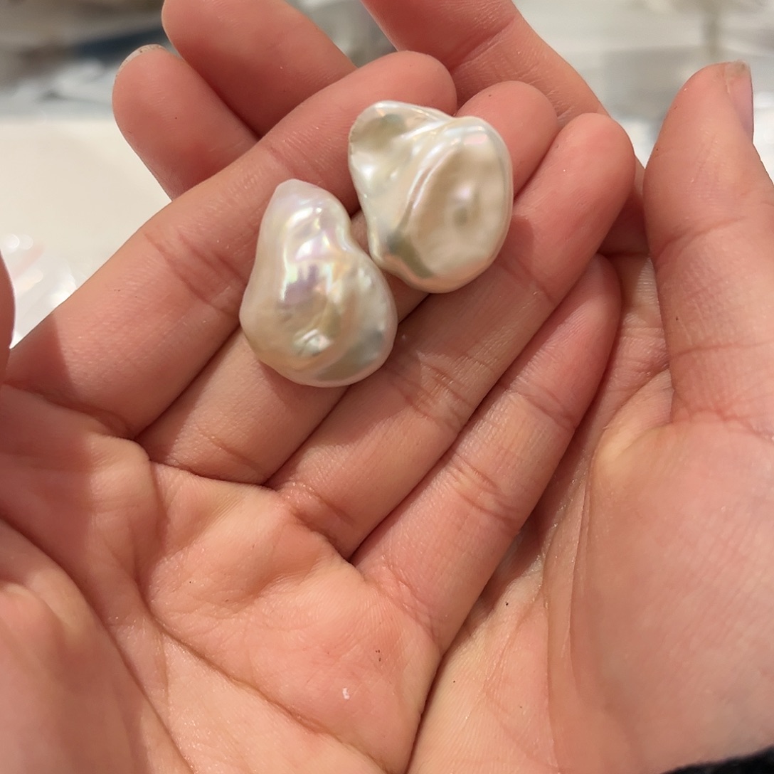 淡水珍珠耳饰银S925镶嵌