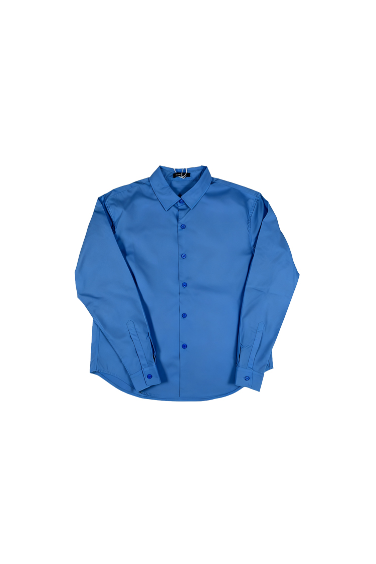 Eleteize 抗皱克莱因蓝廓形短款极简挺括休闲宽松长袖衬衫