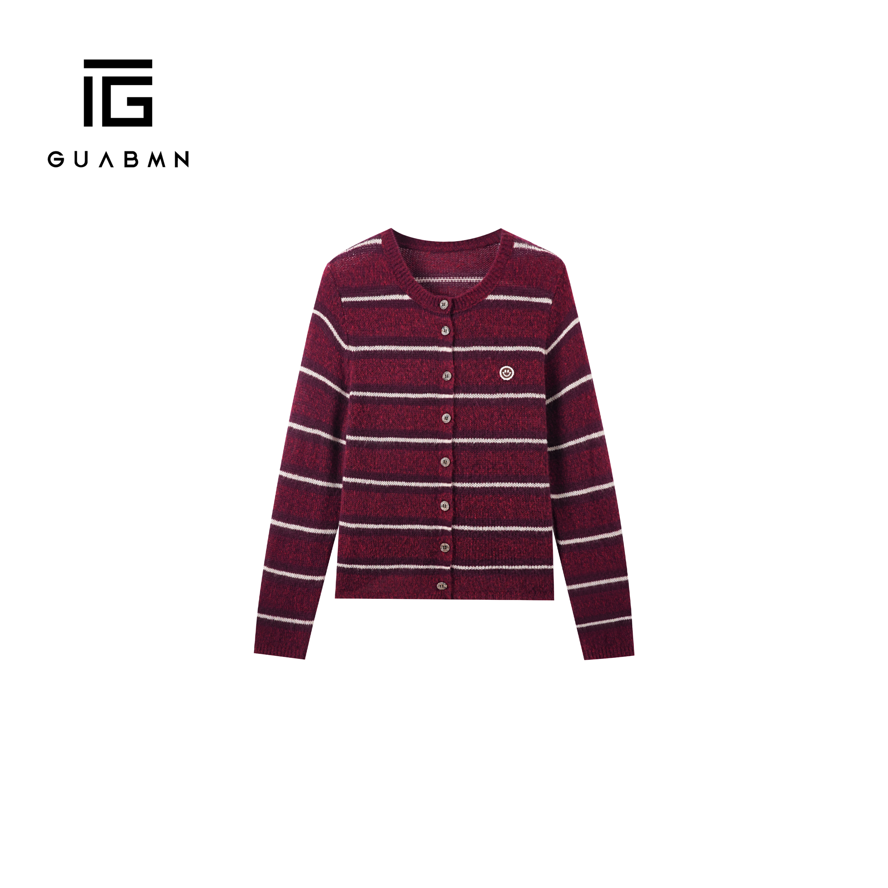 GUABMN2025冬季新款条纹休闲针织开衫宽松洋气长袖时尚毛衣130
