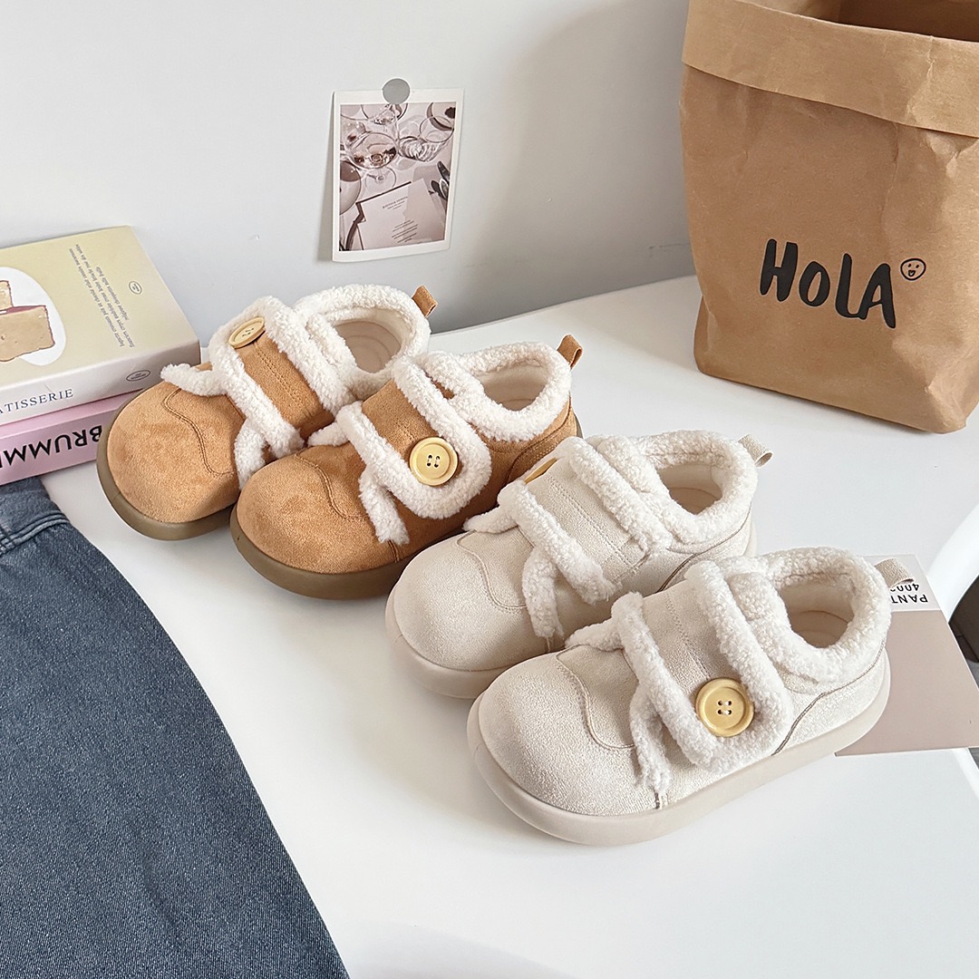 【奶皮鞋】复古休闲百搭女2025秋冬新款厚底毛茸茸加绒加厚保暖勃肯