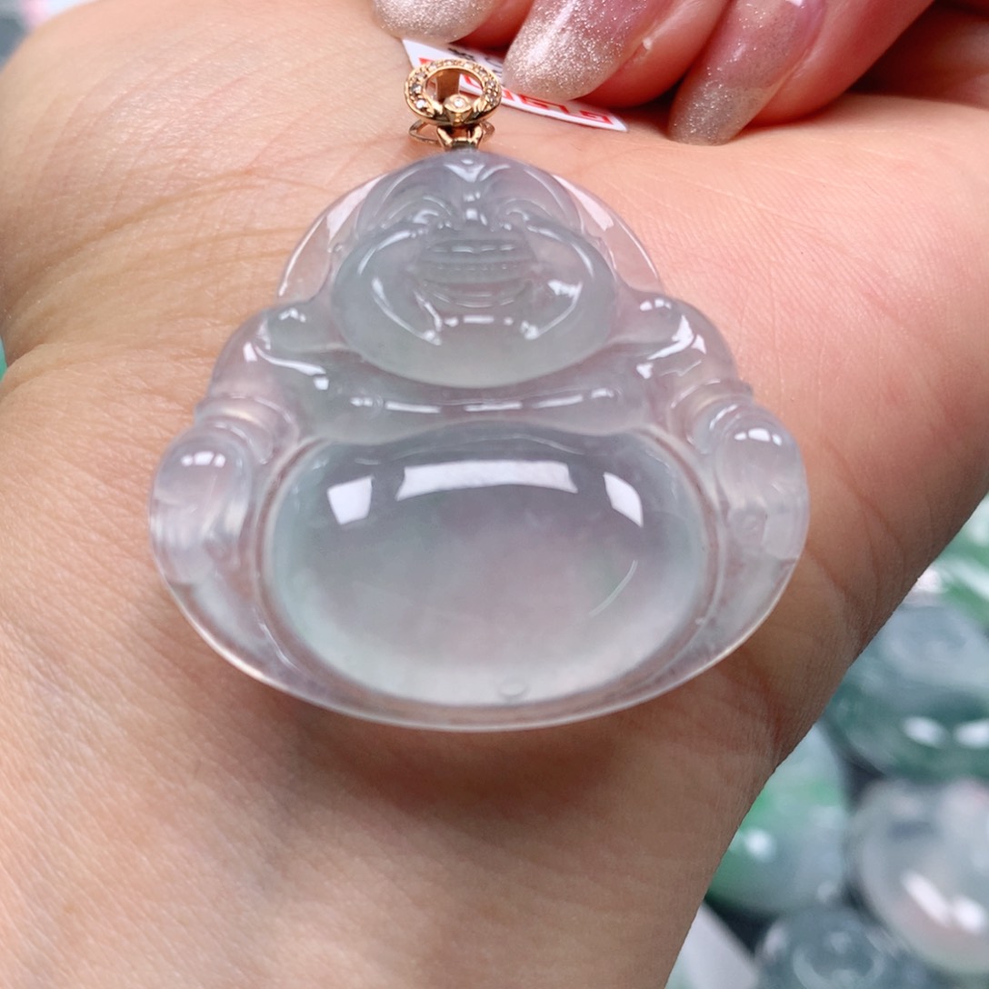 翡翠颈饰18K金镶嵌天然翡翠