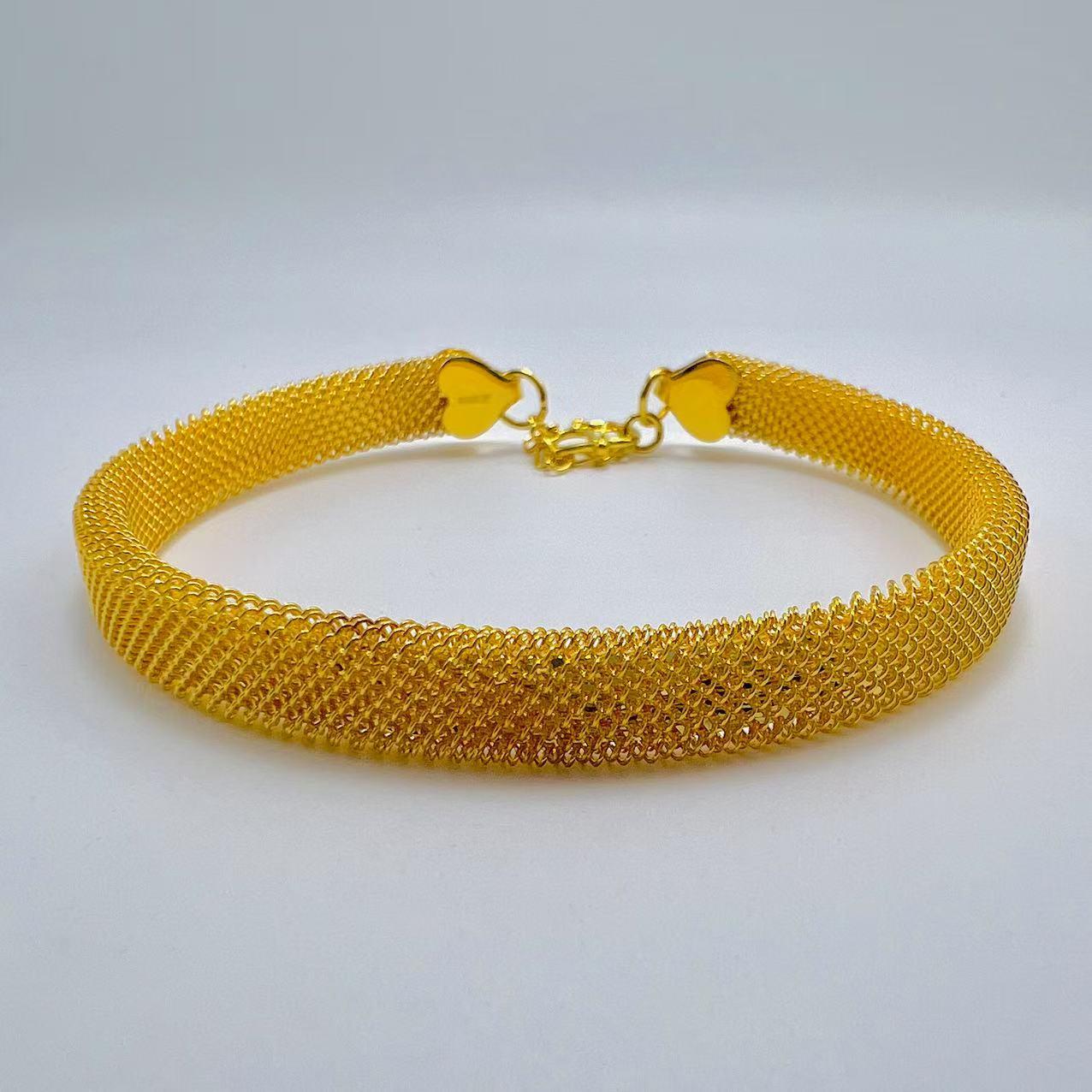 足银手镯 编织开口手镯 时尚精美大气