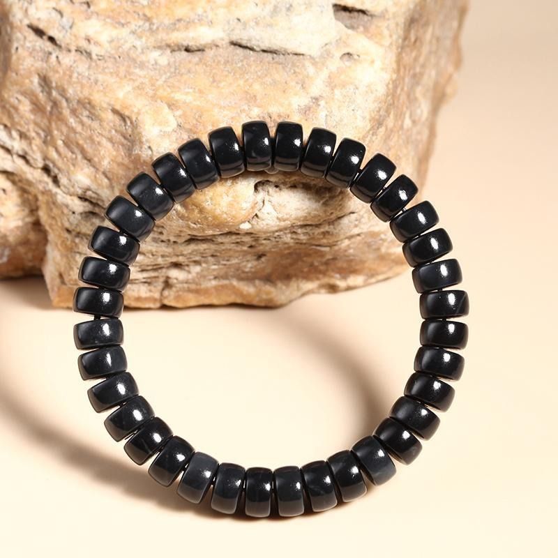 天然黑玛瑙直切老型珠桶珠手串卡7