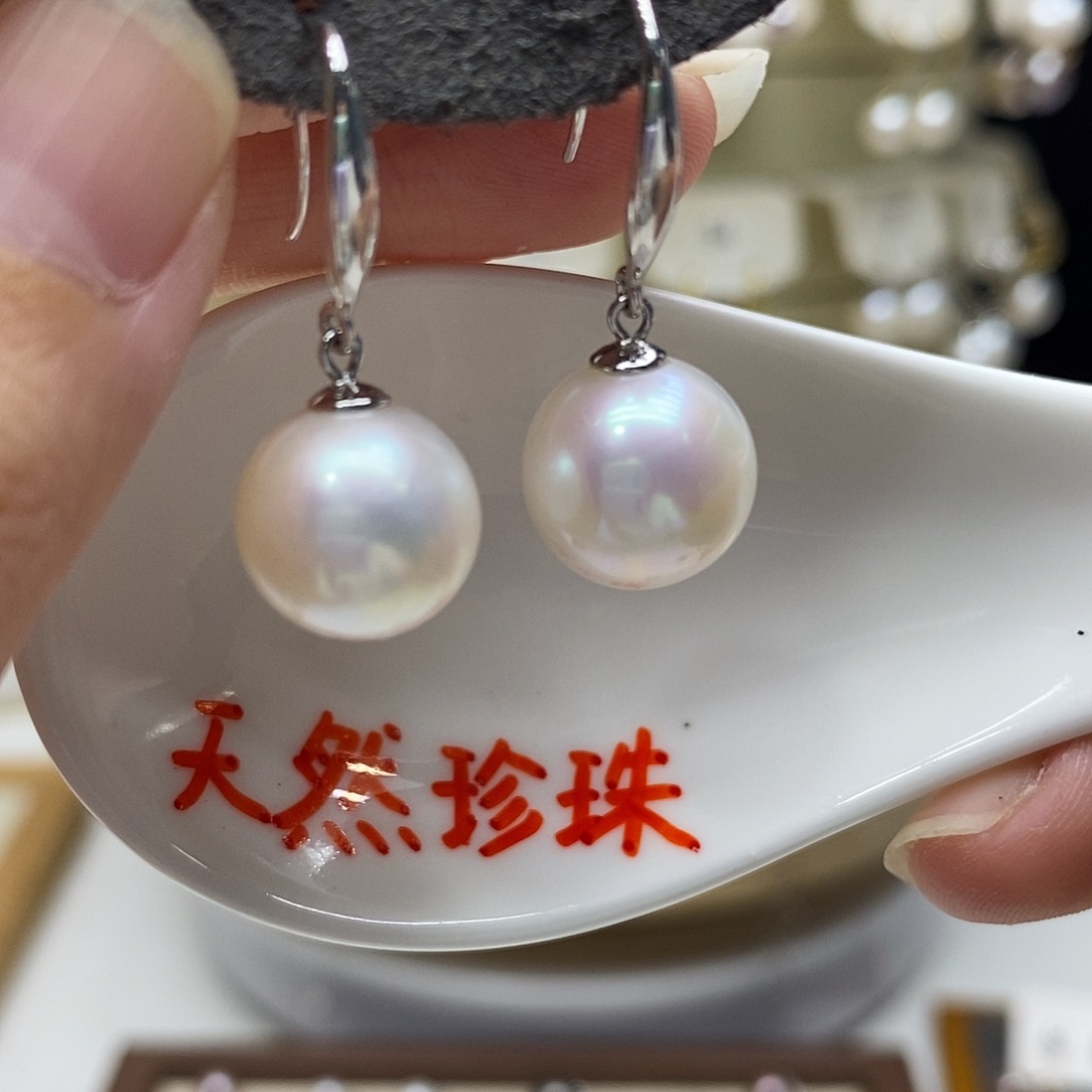 银S925镶嵌耳饰淡水珍珠