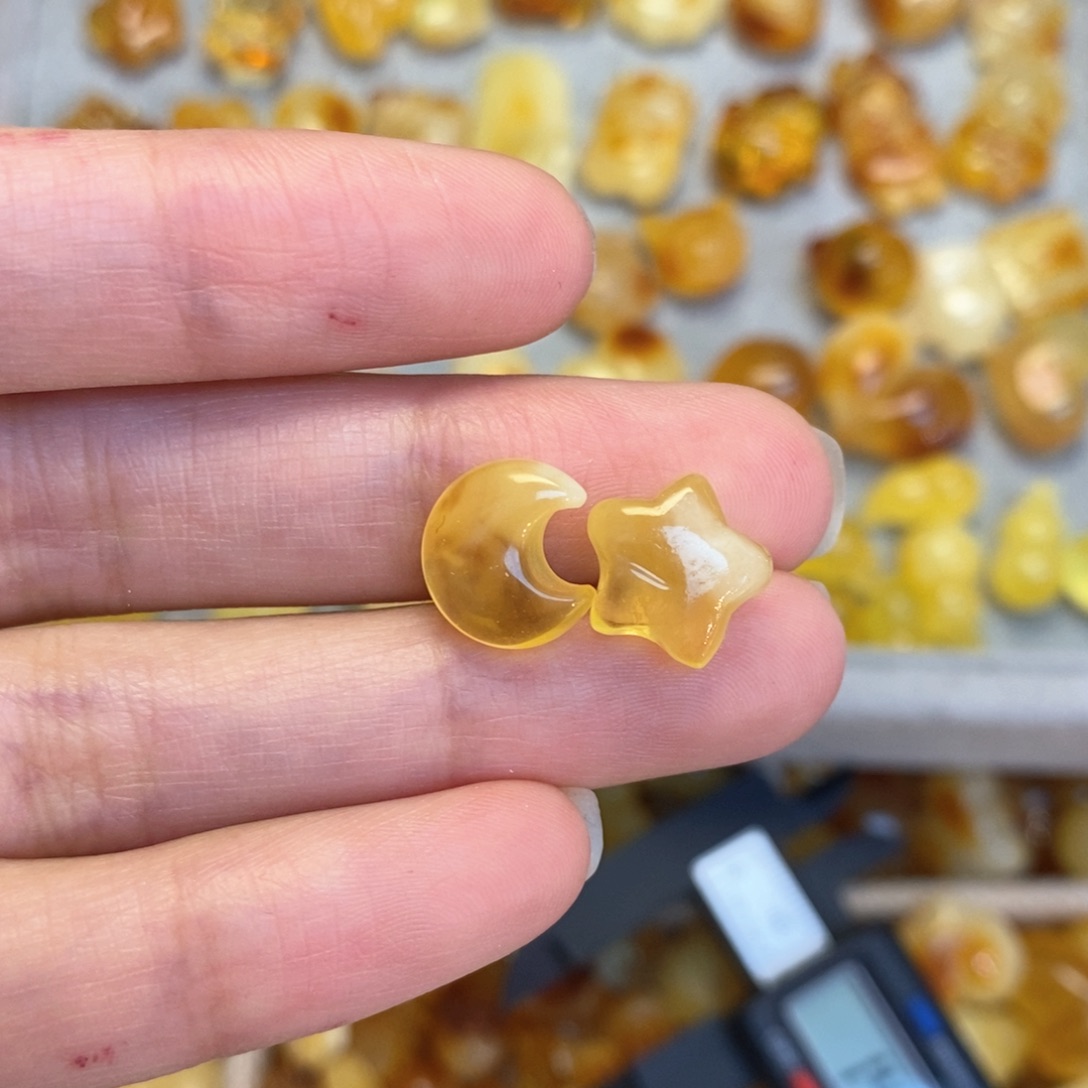 蜜蜡颈饰未镶嵌星星月亮