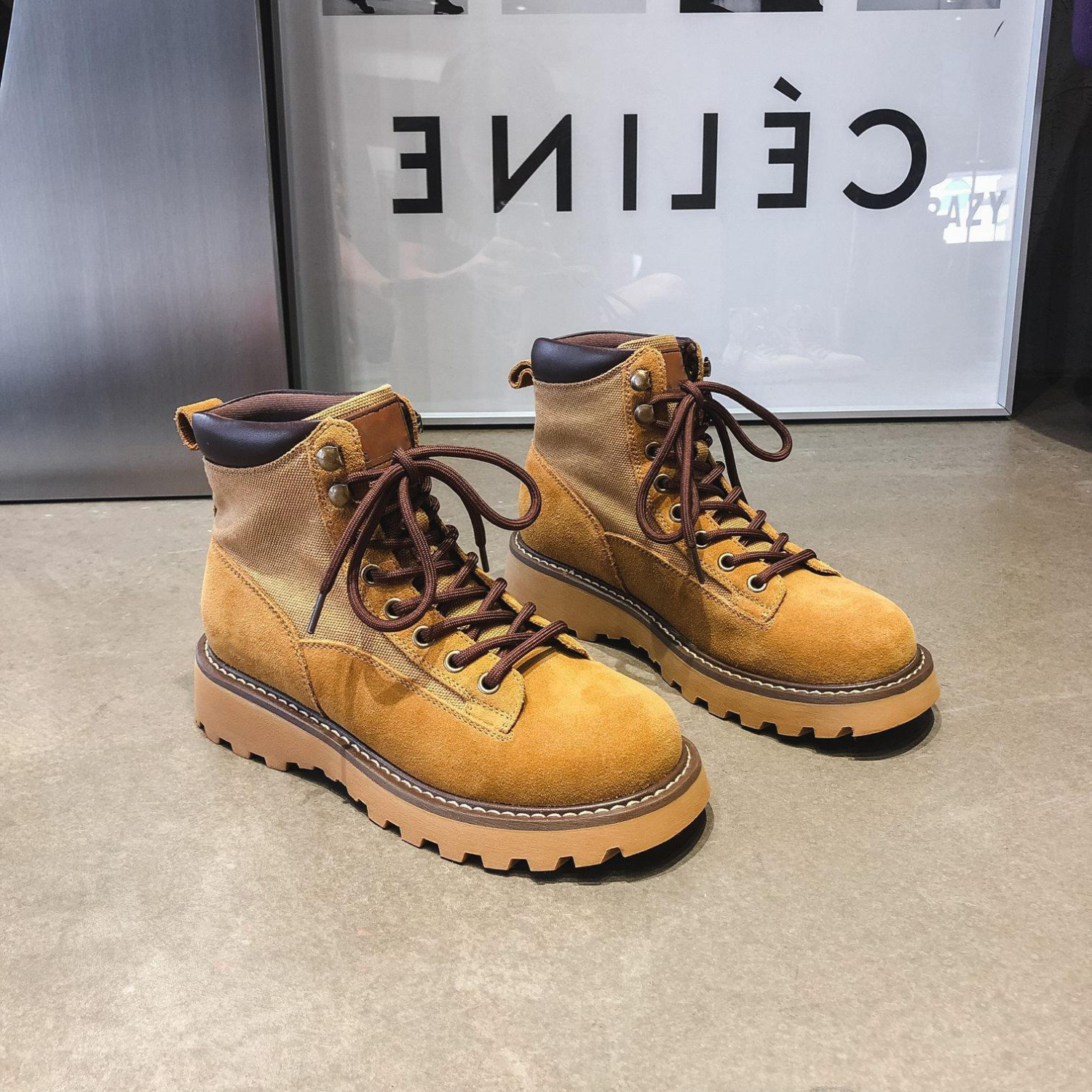 踢不烂大黄靴男鞋情侣马丁靴男女工装靴厚底英伦风高帮沙漠短靴子