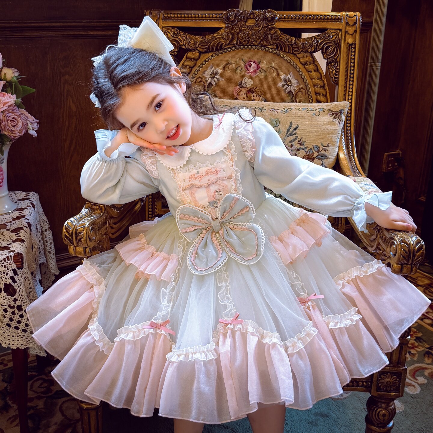 【现货】米米哈罗女童洛丽塔春装新品女童蓬蓬裙生日礼服裙 C26072