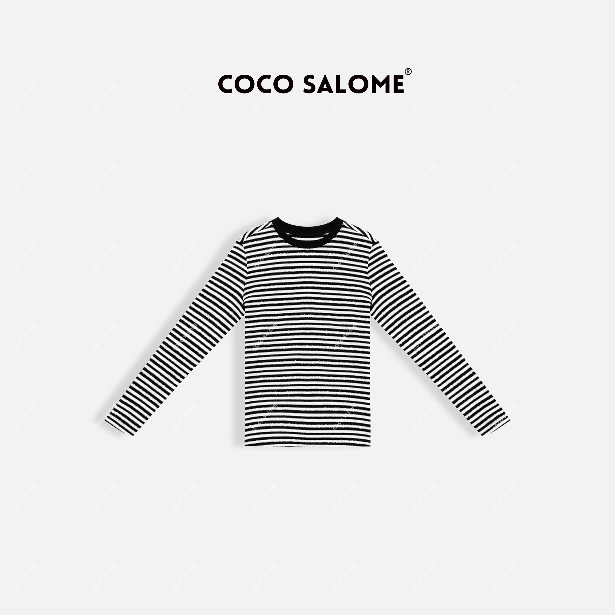 COCO SALOME【慵懒基础T】秋冬条纹显瘦品质女装内搭打底衫1752