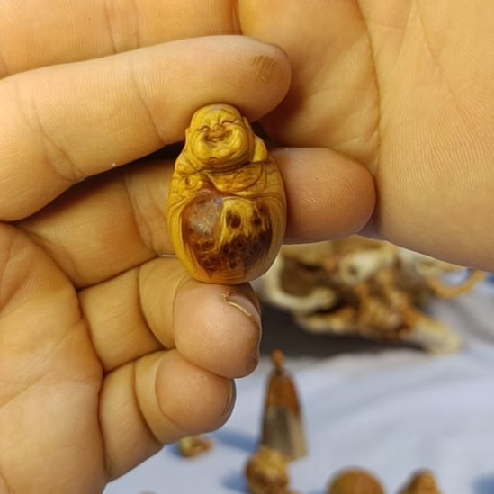 淮***六柏木（崖柏）太行崖柏笑佛手把件