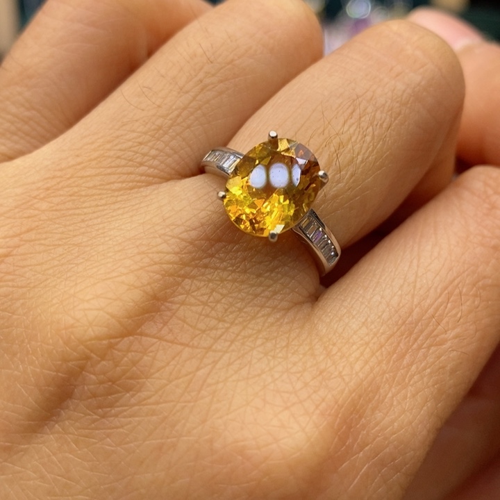 水晶戒指银S925镶嵌天然水晶戒指