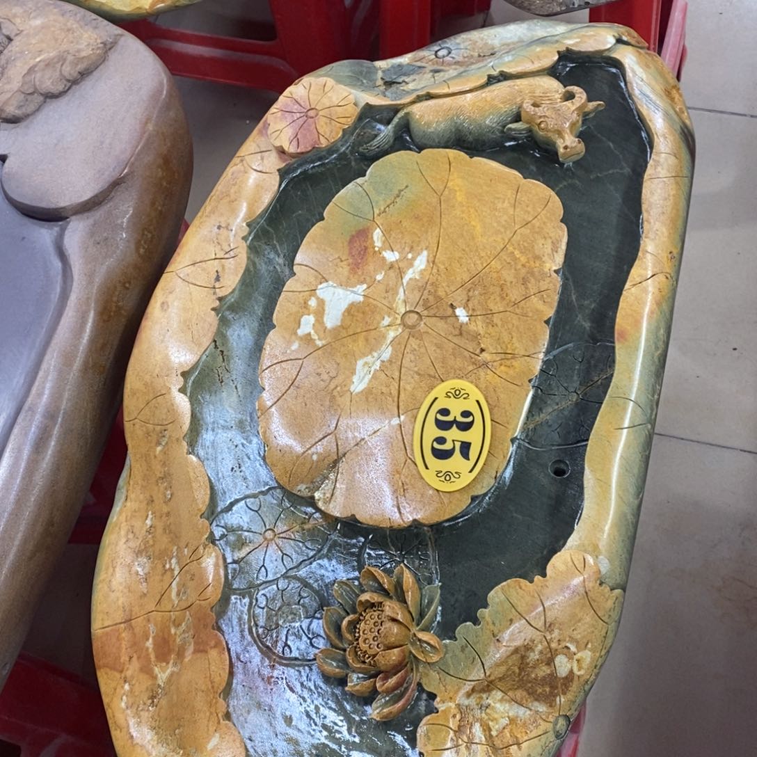 天***)端砚石，绿端，文房四宝