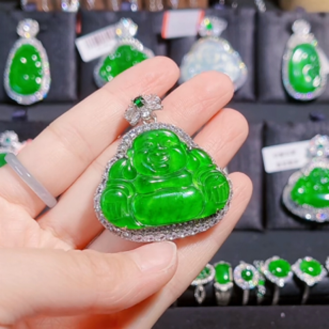 天然翡翠a货吊坠佛公