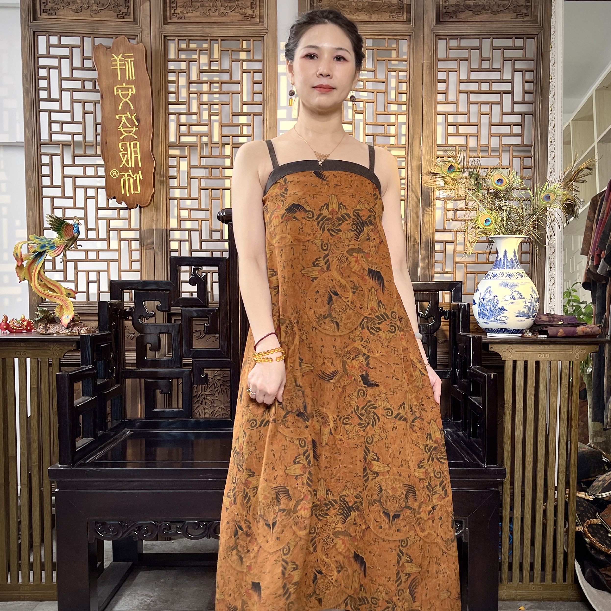 祥安姿服饰外披女装常规薄款长款古风夏季（山海经吊带裙）G282553