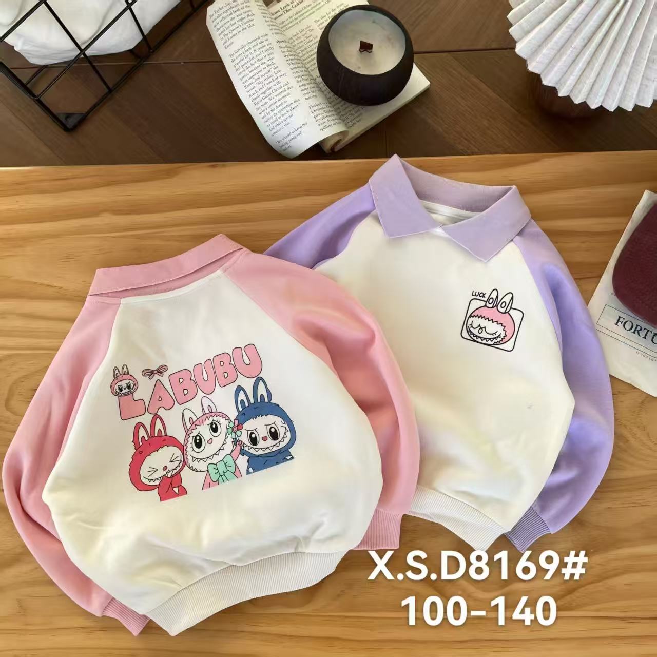 春季卡通动漫拼色卡通女童拉布布卫衣女撞色春秋拼接8169