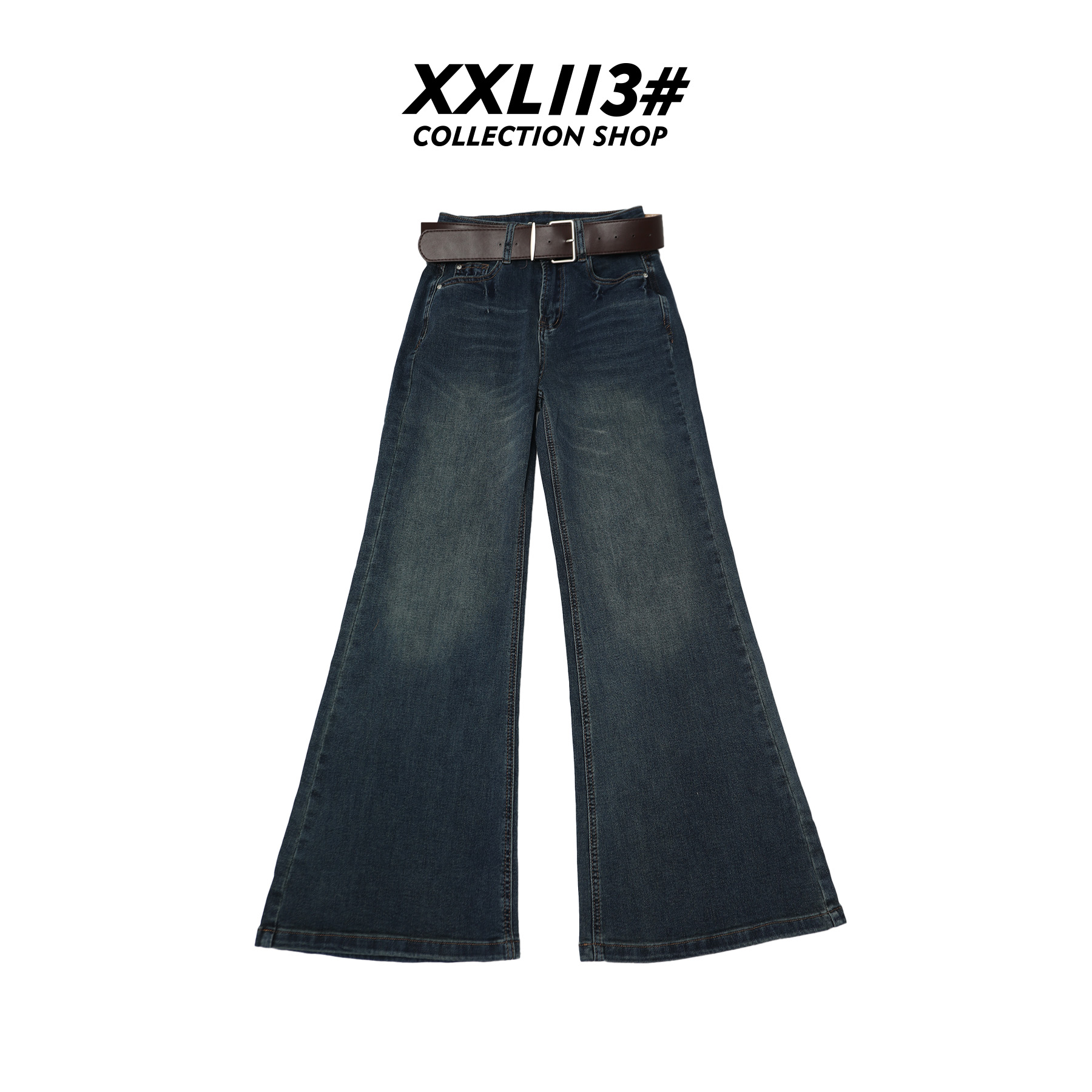 113* CENTRALIZED SHOP做旧丹宁风厚款高腰常规牛仔裤X5F09H6701