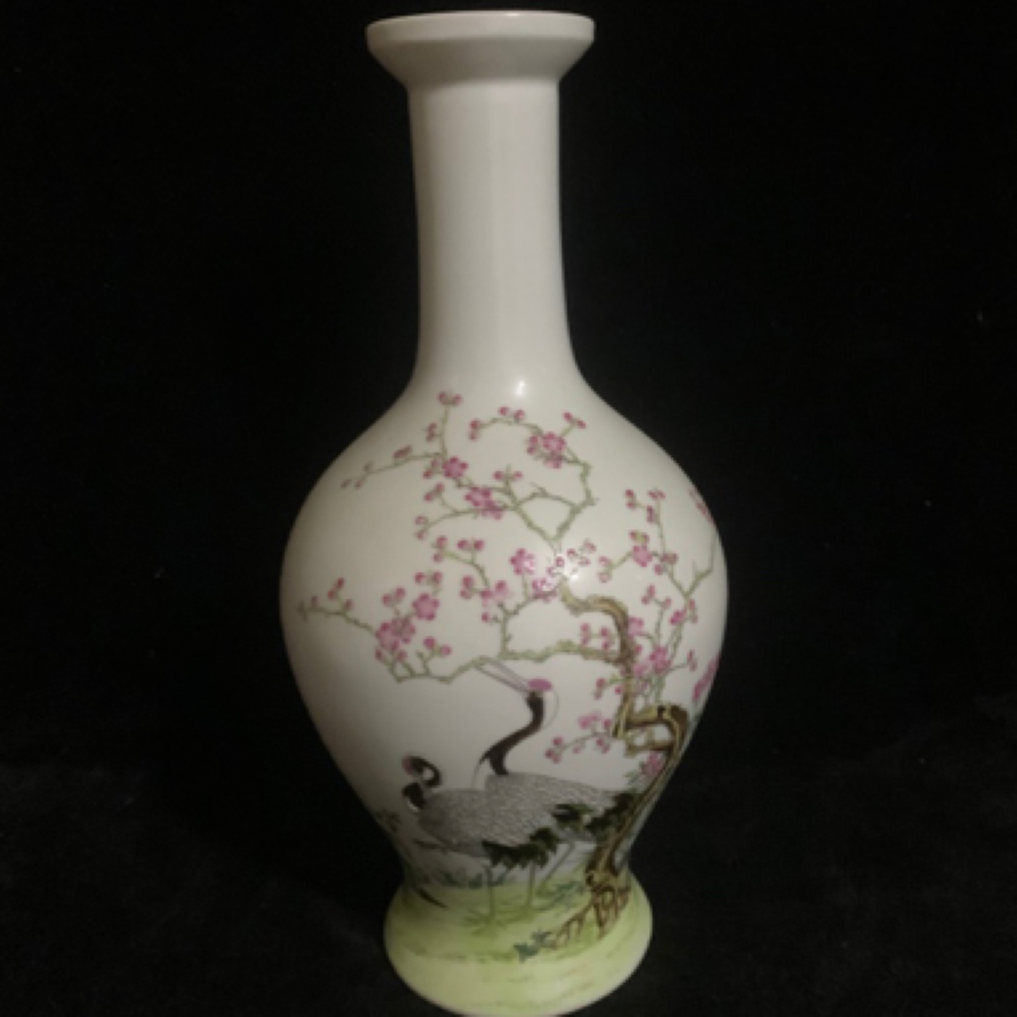 手工手绘粉彩花鸟瓶