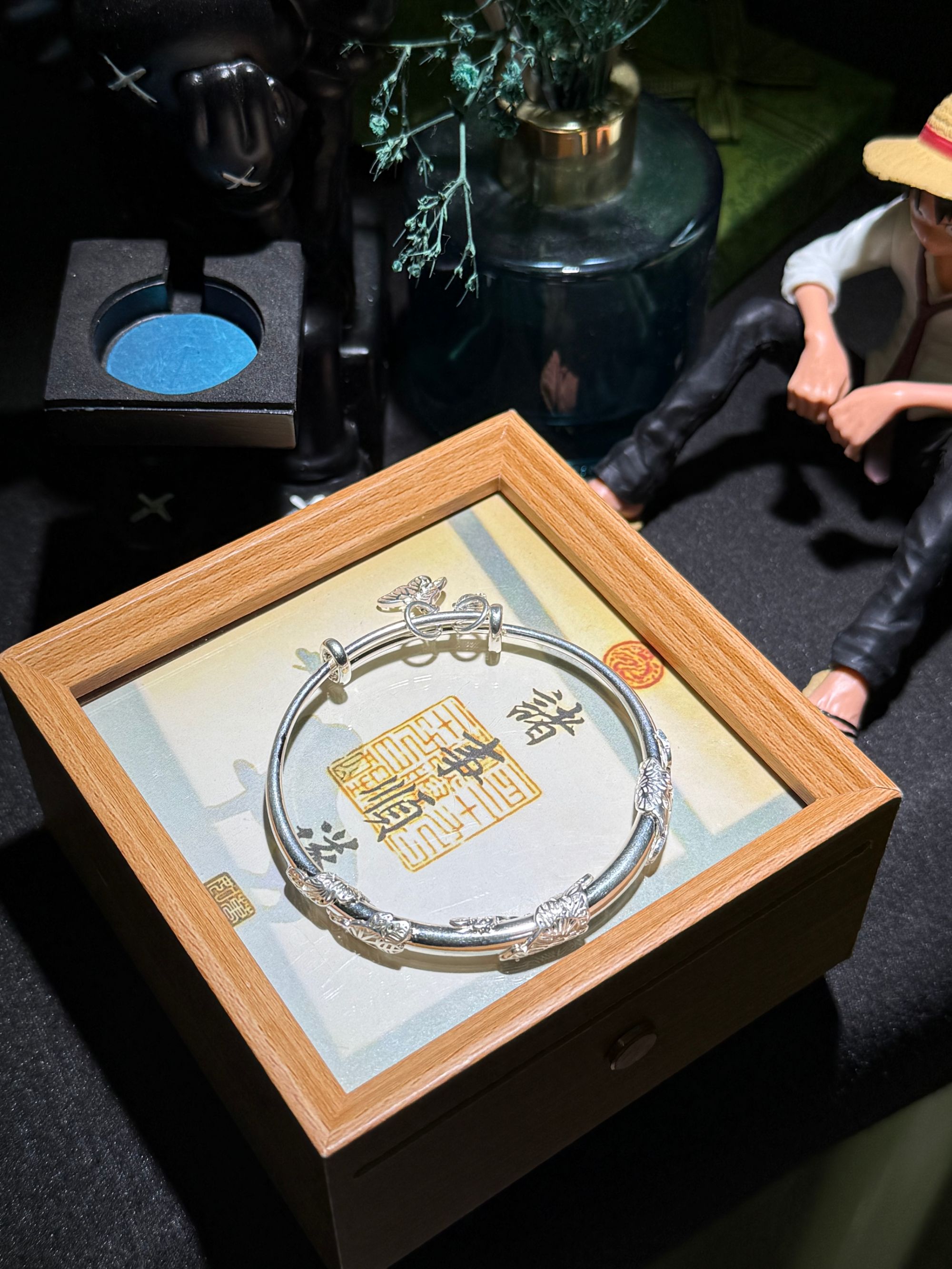 足银手镯 (9号）26g蝶恋花手镯