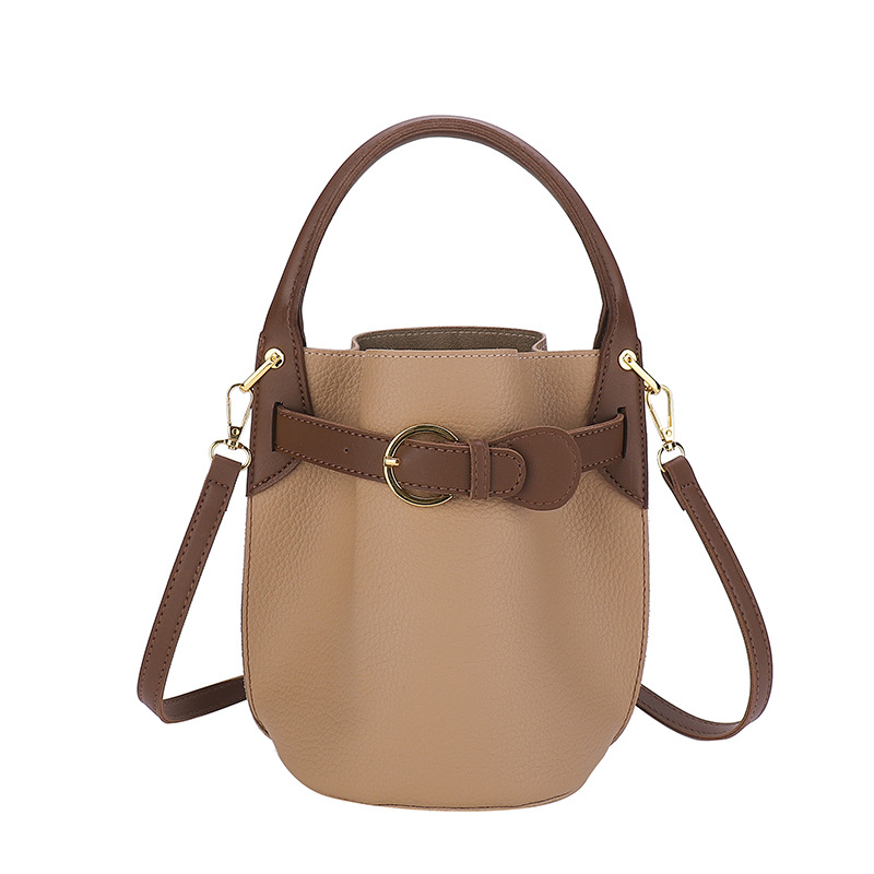 外贸手拎质感水桶包女夏季新款简约单肩包 ins休闲百搭斜挎子母包