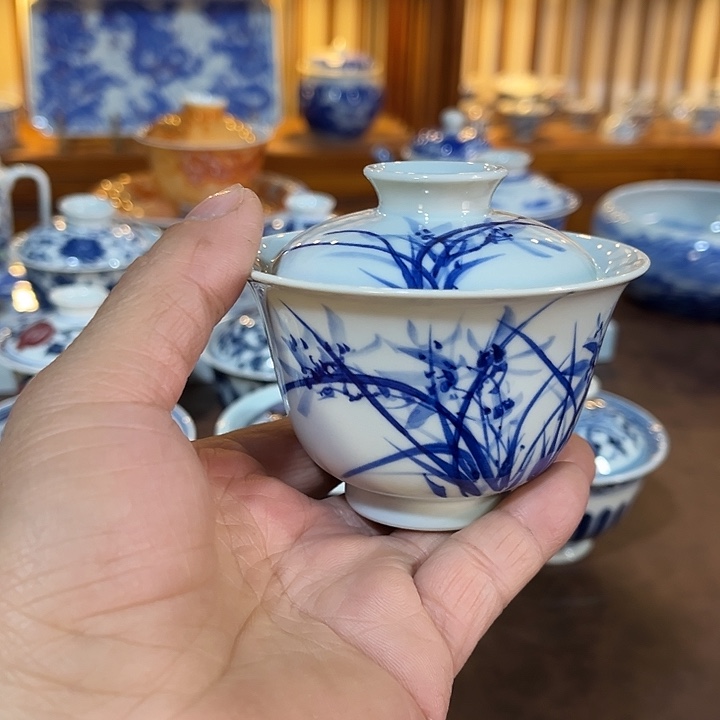 錡镇堂手工手绘盖碗