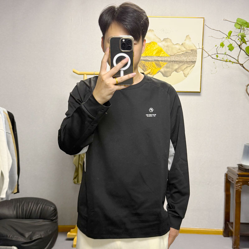 长袖T恤男秋冬圆领打底衫户外运动休闲上衣健身跑步卫衣宽松男款