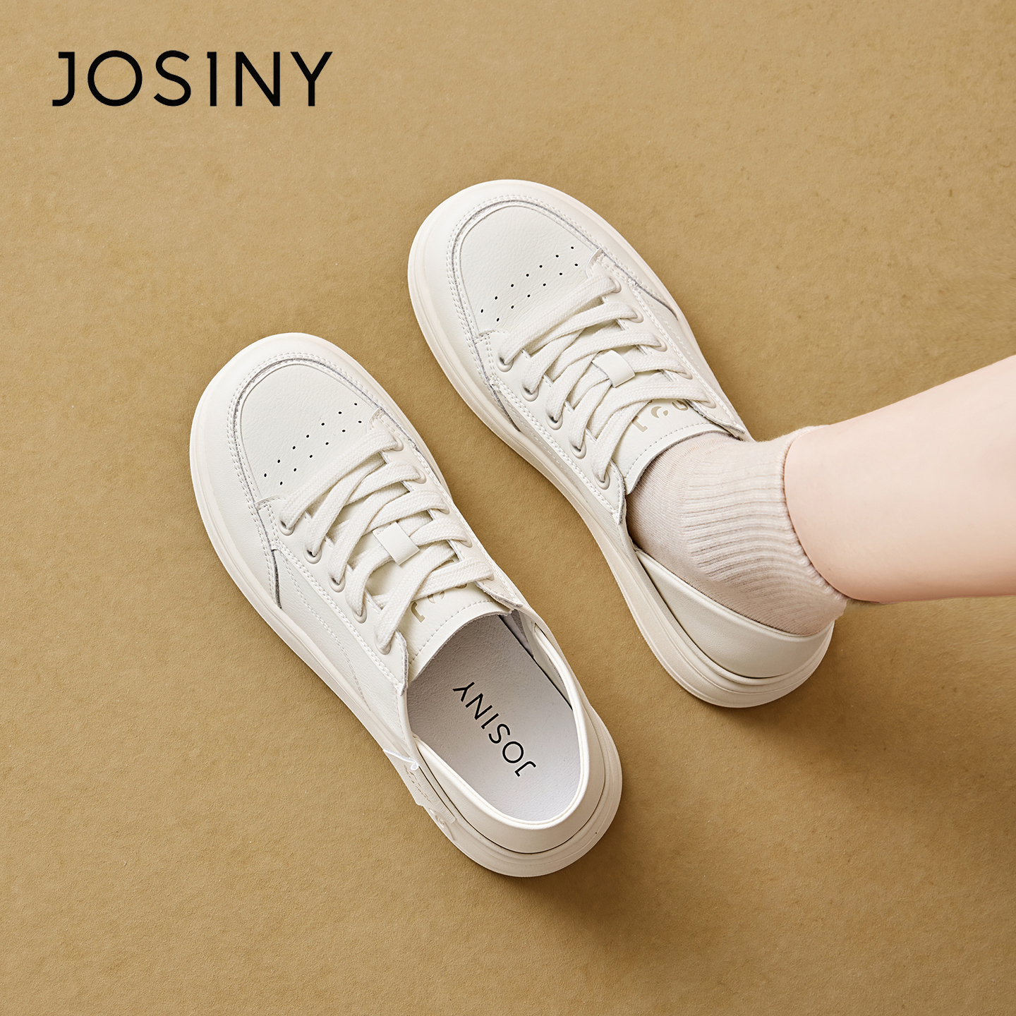 卓诗尼百搭小白鞋2026春季新款休闲板鞋一脚蹬半拖鞋691A20921