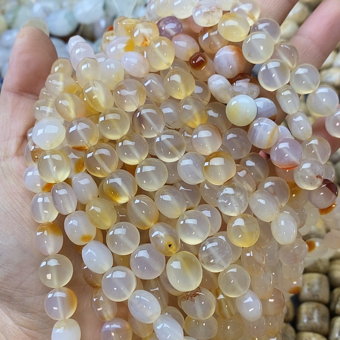 玛瑙/玉髓未镶嵌珠宝半成品玛瑙糖豆一条