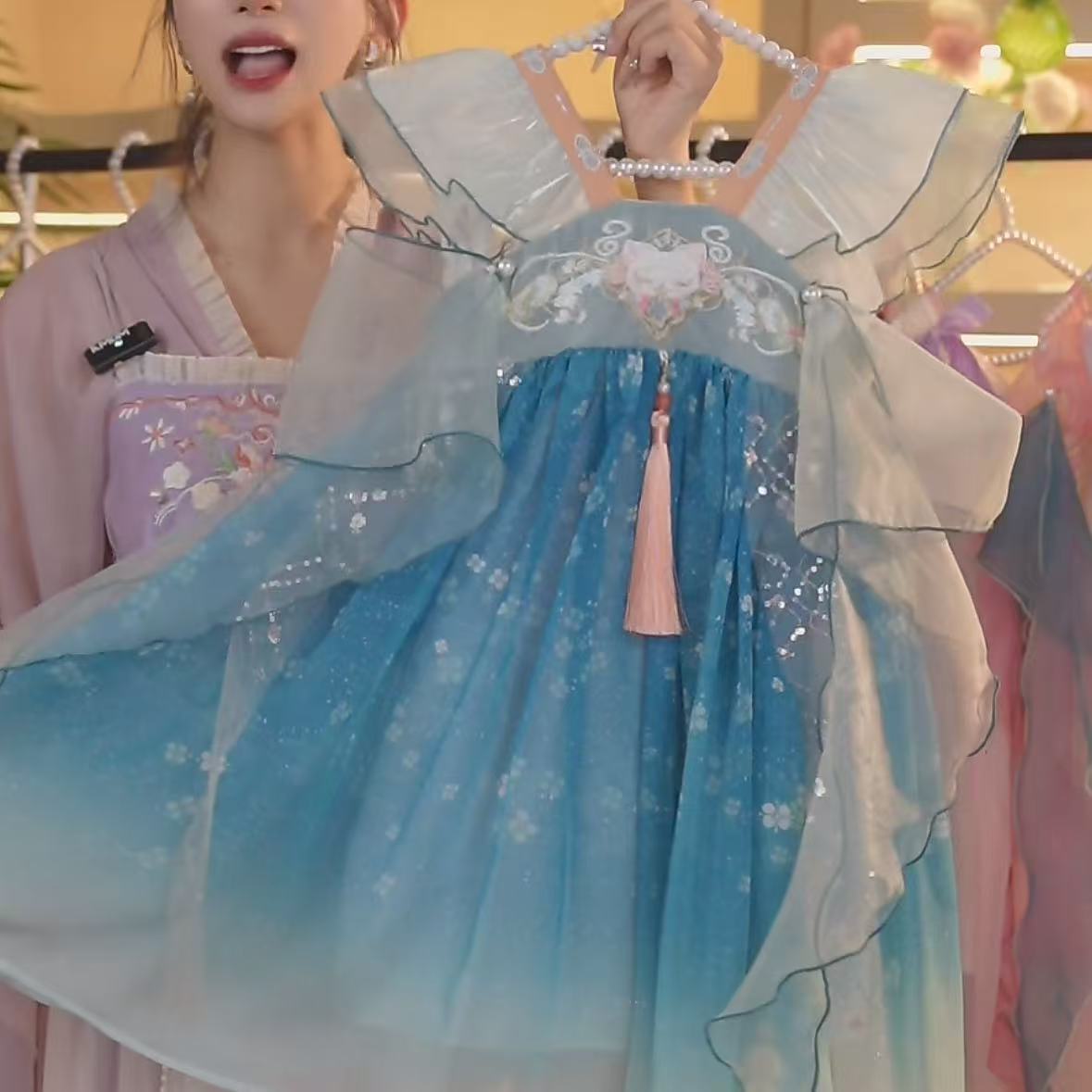 童绣阁【小狐仙】2025新款女童国风仙气中国风夏季休闲汉服裙2536