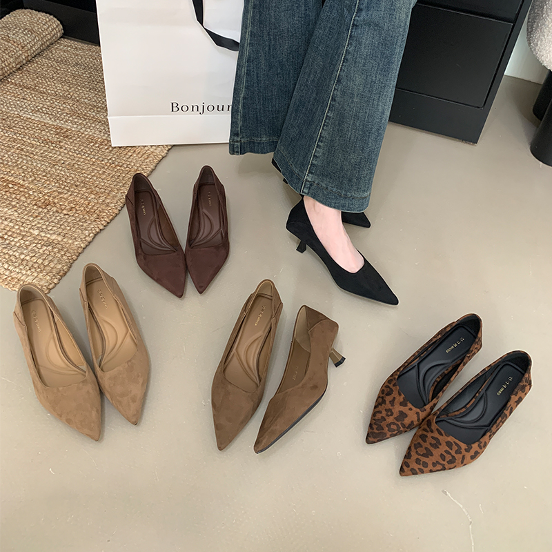 细跟高跟鞋女春秋新款时尚法式复古职业软底不累脚百搭气质单鞋女