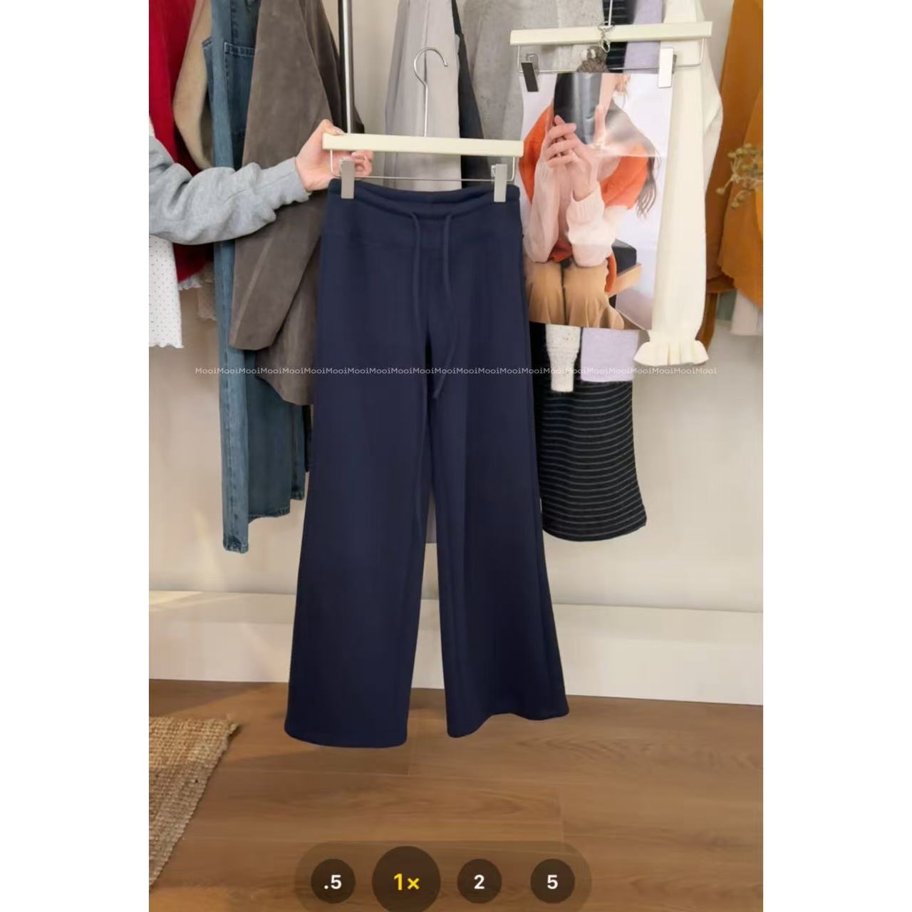 【mooi】'建模裤'秋冬新款韩版ins风小众设计感加绒中腰直筒休闲裤