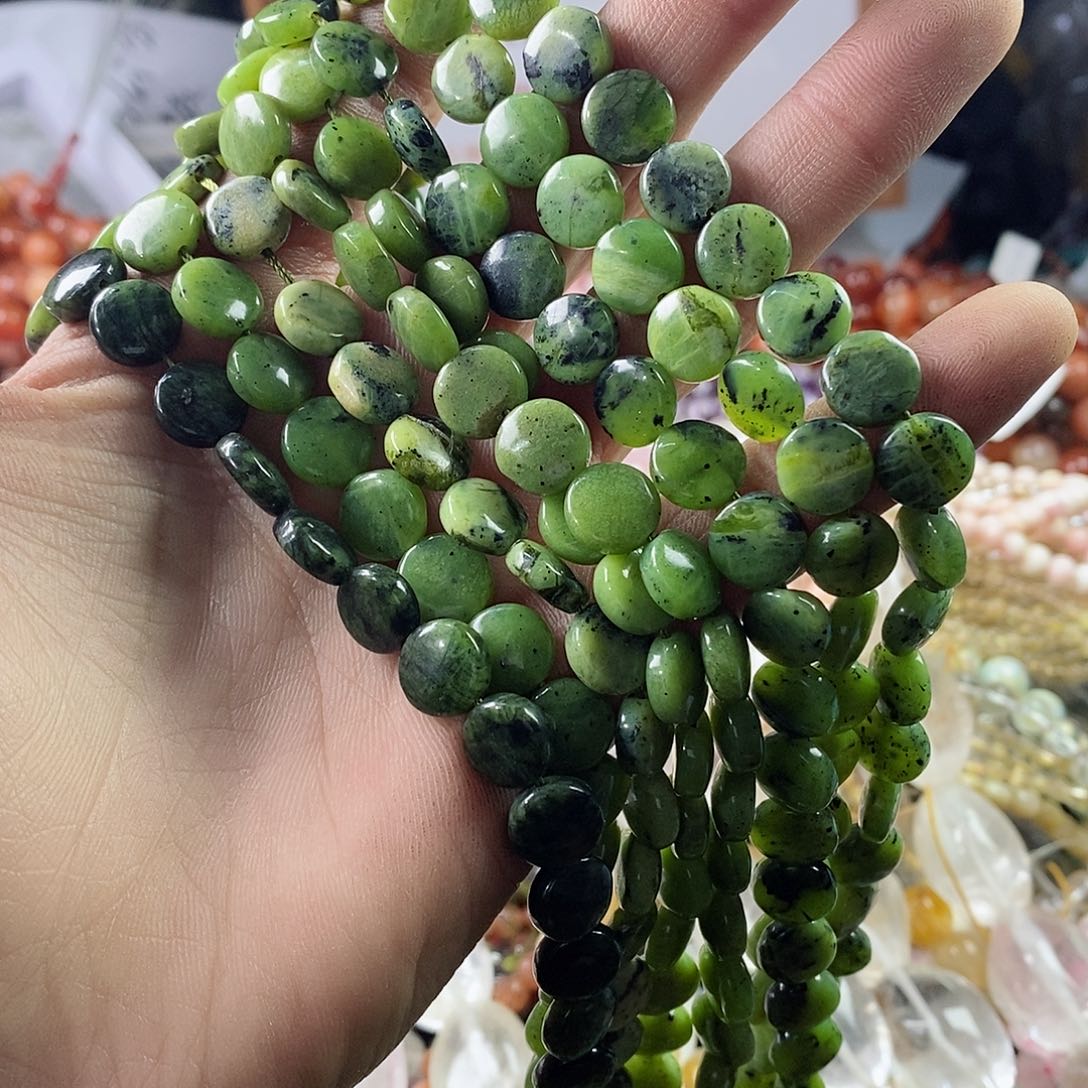 玛瑙/玉髓珠宝半成品未镶嵌一条天然5×10药王石圆饼B188