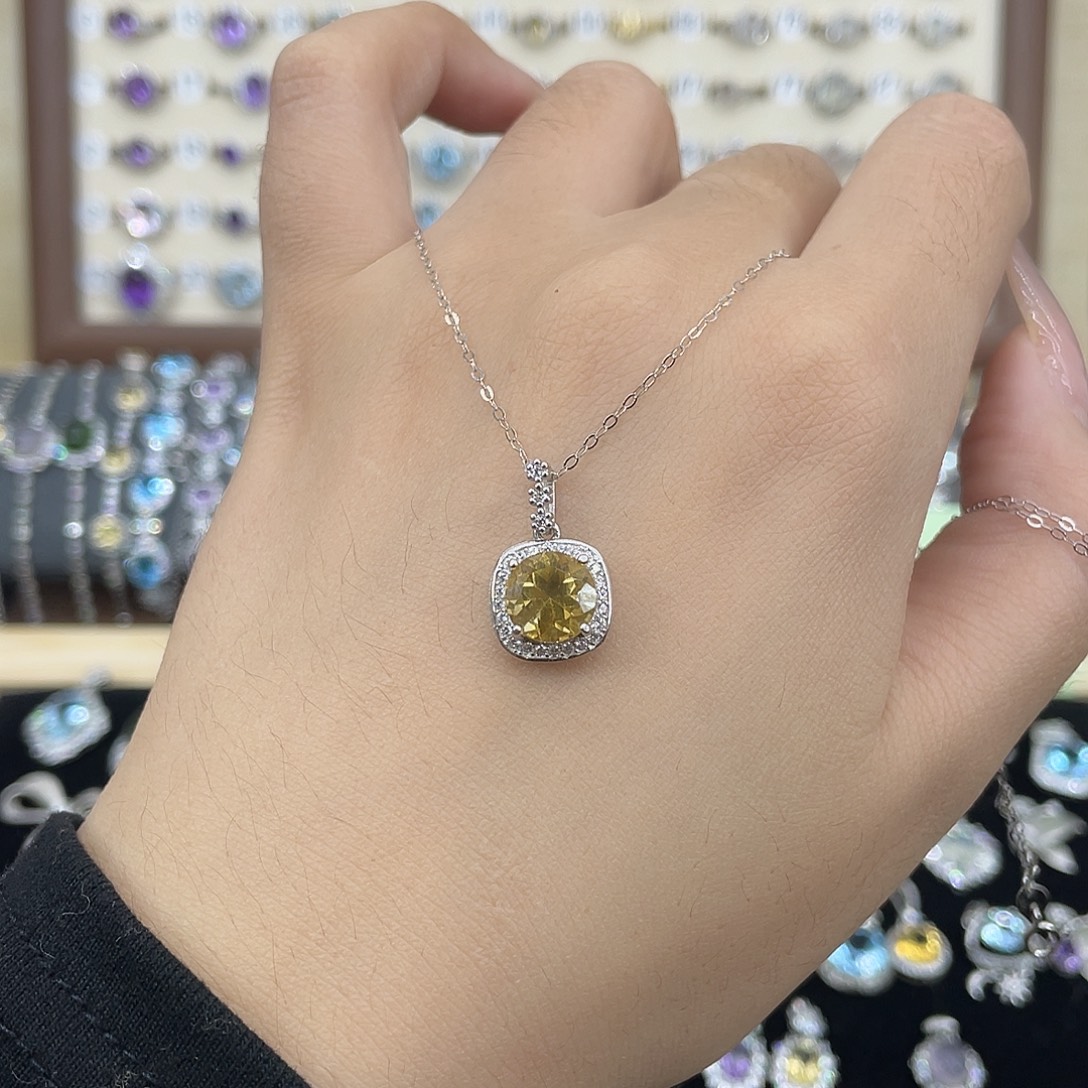 银S925镶嵌黄晶颈饰