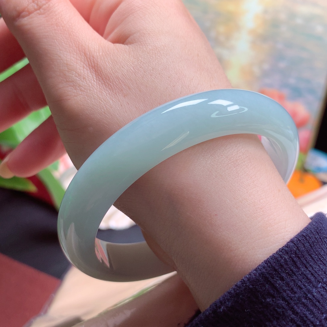 翡翠未镶嵌手镯42天空蓝6263圈