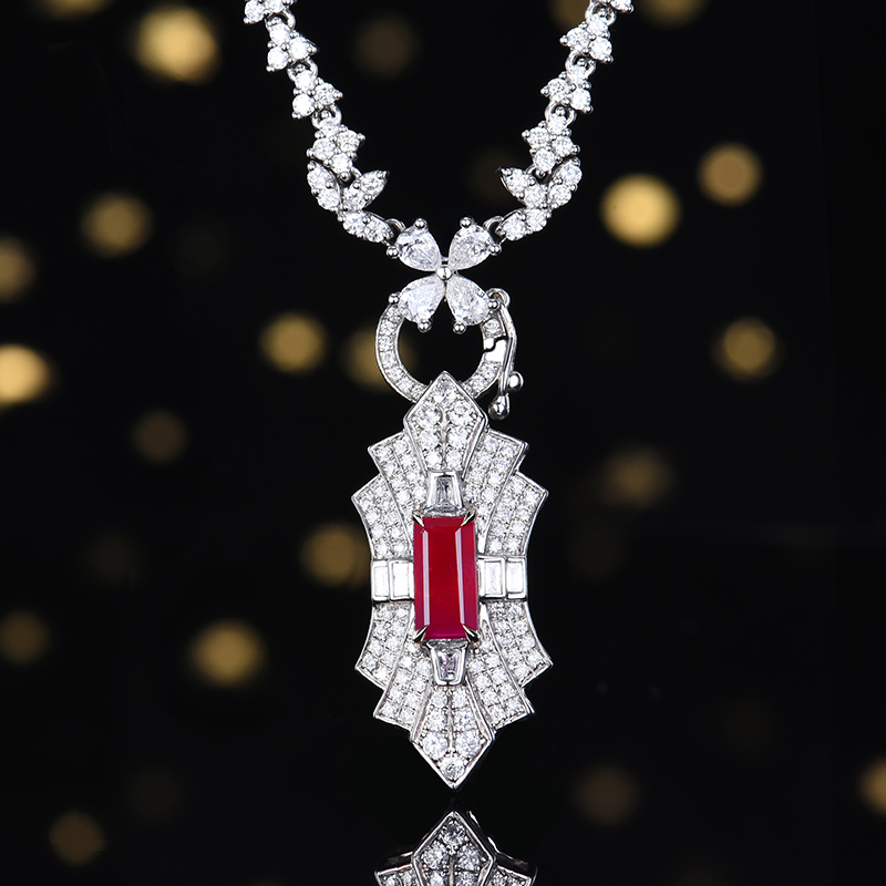 卡莱诗主石0.85克拉 GRC认证  18K金 天然无烧鸽血红红宝石吊坠