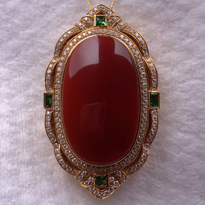 绿松石车挂18K金镶嵌