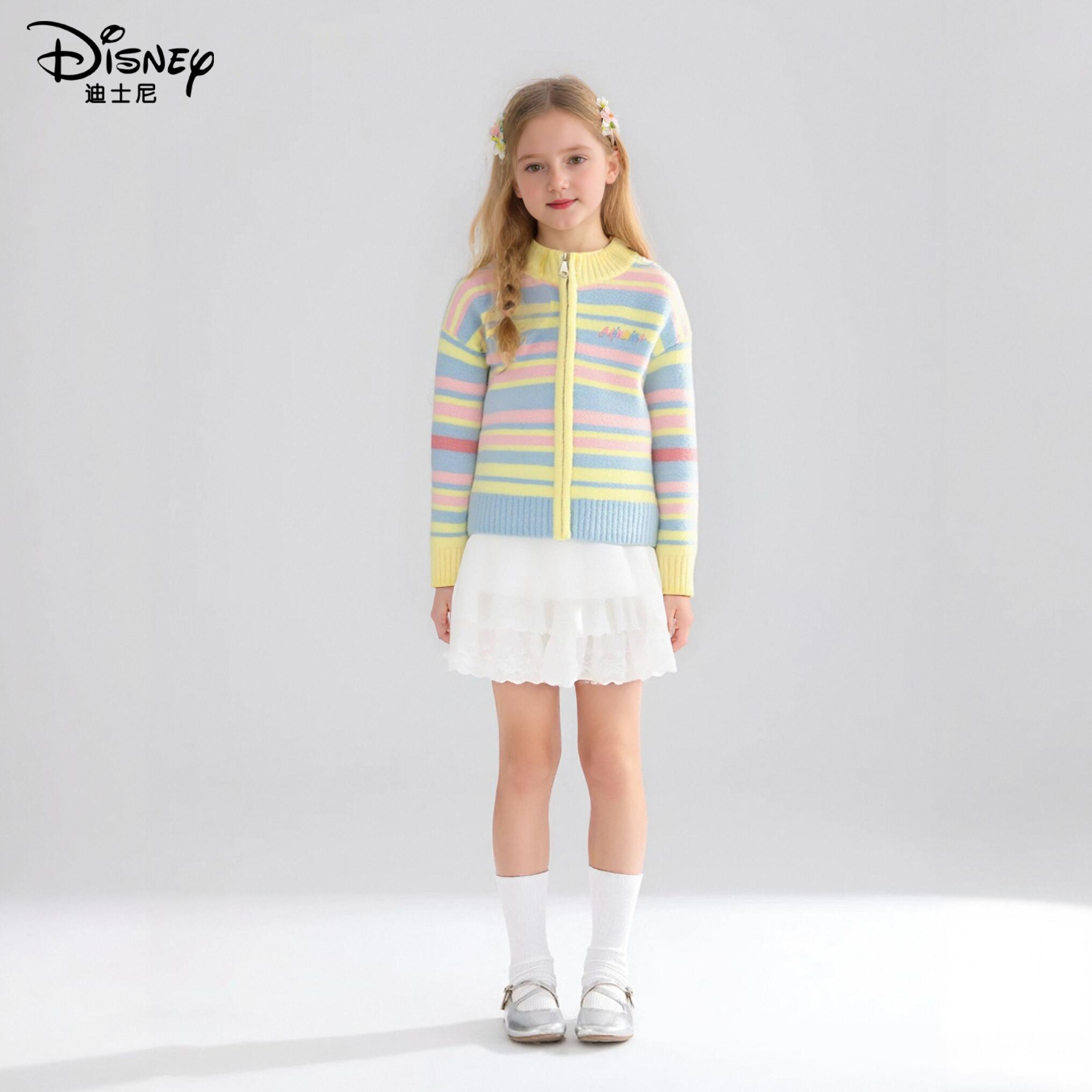 Disney/迪士尼女童针织开衫2025新款女宝宝毛衣秋款上衣儿童衣服