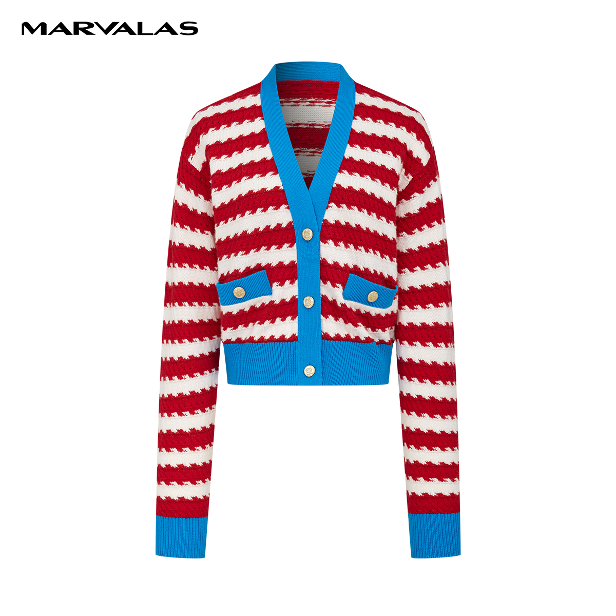 【粉丝专属】M731307192条纹毛织开衫新款绵羊毛混纺针织上衣