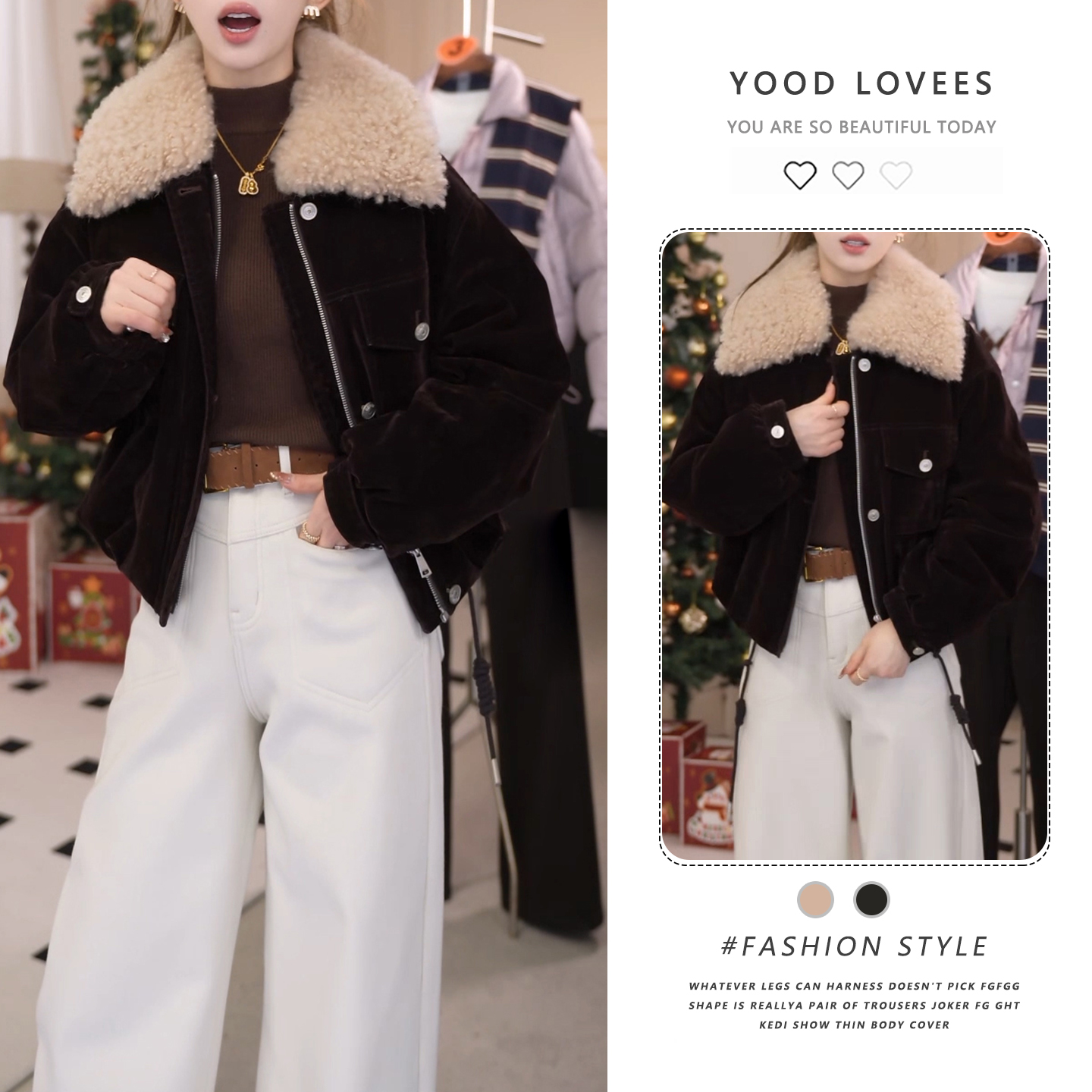 美式复古毛毛可拆卸翻领短外套女2025冬新款小个子加厚独特短外套